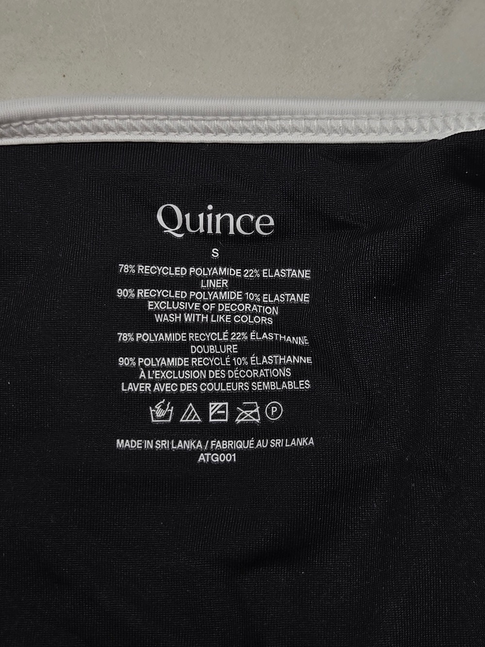 NWT QUINCE Italian Cami One-Piece Swimsuit Small Black/White 9388 - Picture 8 of 10